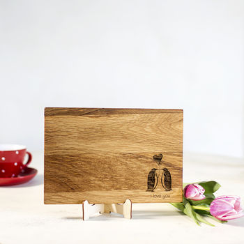 Two Penguins Personalised Oak Cutting Board, 4 of 6