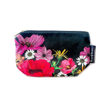 Washable Makeup Bag Colourful Black Poppies, 9 of 9