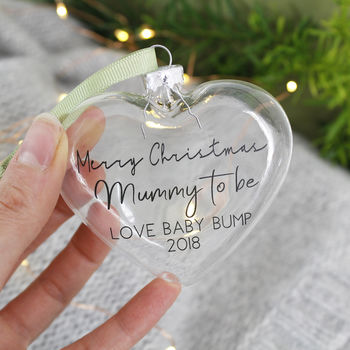 Mum To Be Glass Christmas Bauble Keepsake, 2 of 3