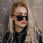 Glossy Black Classic Round Keyhole Sunglasses, thumbnail 1 of 2