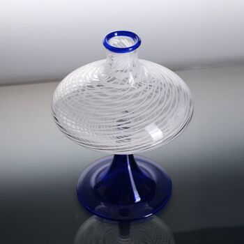 Handmade Supporto Blu Neck Wide Rim Glass Vase, 4 of 5