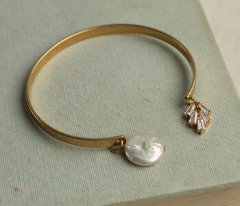 Art Deco Pearl Bracelet Cuff Bangle, 6 of 9