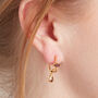 Garnet Gold And Silver Hoop Stud Drop Earrings, thumbnail 4 of 8