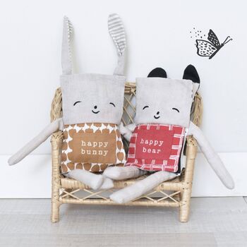 Soft Organic Bunny Cuddle Friend And Flip Book, 3 of 7
