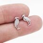 Grey Heron Bird Stud Earrings In Sterling Silver, thumbnail 2 of 12