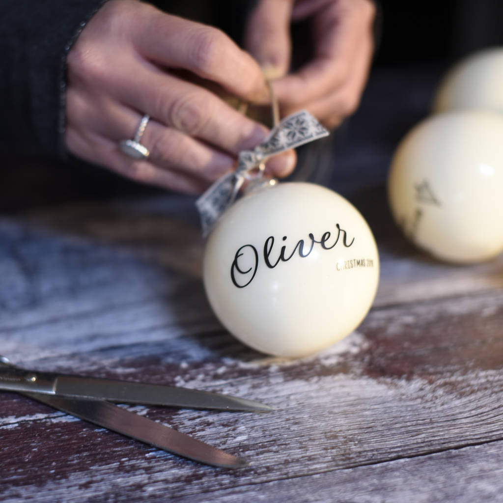 Personalised Name Glass Christmas Bauble By A Touch Of Verse