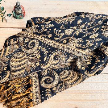Vintage Paisley Woven Throw Blanket Or Oversized Scarf, 6 of 12