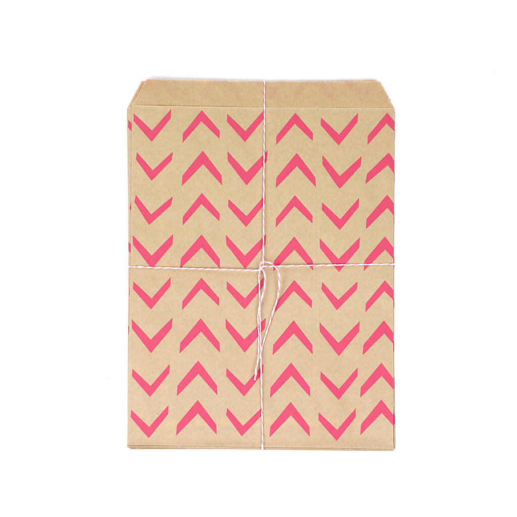 Pink Retro Style Kraft Party Bags And Stickers, 1 of 2