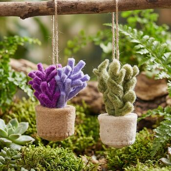 Handmade Hanging Felt Pot O' Flowers Decoration, 3 of 4