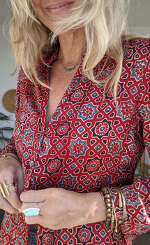 Ladies Elegant Shirt Blouse Scarlett Batik Medina, 10 of 12