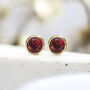 Yellow Gold Plated January Garnet Birthstone Stud Earrings, thumbnail 1 of 8