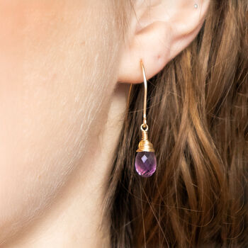 Amethyst Drop Earrings 14ct Gold Filled, 3 of 7