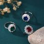 Vintage Inspired Sapphire Blue Cz Ring In Sterling Silver, thumbnail 5 of 9