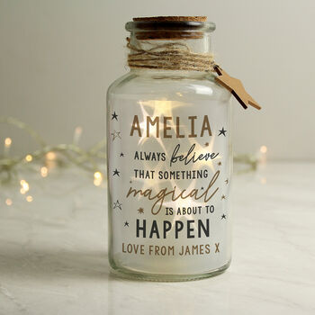 Magical Things Happen LED Personalised Glass Jar, 2 of 4
