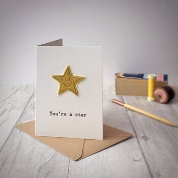 Embroidered You’re A Star Letterpress Card, 2 of 2