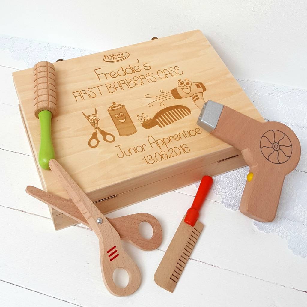 Personalised Wooden Hairdresser Barber Case By Little Foundry Personalised Wooden Hairdresser Barber Case