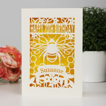 Personalised Papercut Bee Birthday Card, 4 of 8