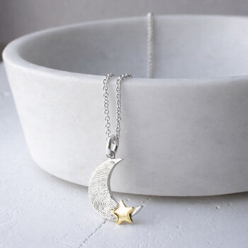 Loved To The Moon And Stars Fingerprint Necklace, 3 of 6