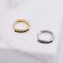 Sterling Silver Skinny Huggie Hoop Earrings With Black Cz Crystals, thumbnail 8 of 12