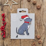 Christmas Staffie Dog Pin Badge, thumbnail 7 of 12