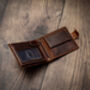 Personalised Brown Leather Wallet Trifold Rfid, thumbnail 5 of 12