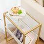 Glass Side Table End Table With Magazine Holder Sling, thumbnail 5 of 9