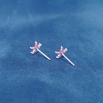 July Ruby Birthstone Flower Stud Earrings, 4 of 7