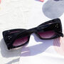 Black Chunky Triangle Cat Eye Sunglasses, thumbnail 3 of 3