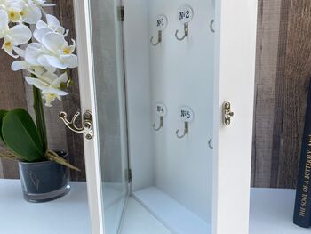 White Wooden Key Box Numbered Wall Hanging Key Holder, 7 of 9