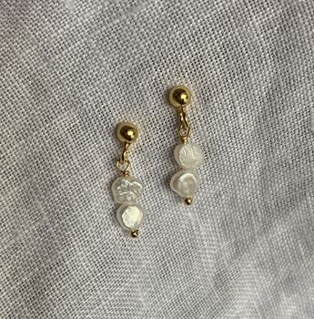 Handmade Freshwater Pearl Earring Gold Vermeil Plated, 2 of 5