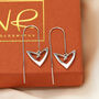 Sterling Silver Dragon Tail Heart Thread Earrings, thumbnail 1 of 3