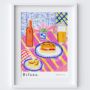 Bifana And Beer Portuguese Cafe Table Scene Art Print, thumbnail 2 of 5