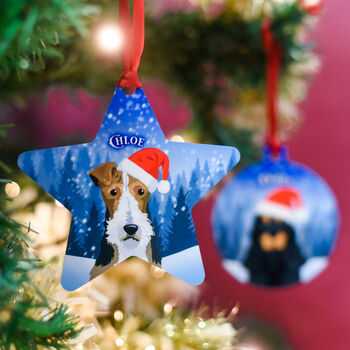 Personalised Snowy Forest Dog Christmas Decoration, 2 of 12