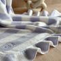 Personalised Cashmere Frill Baby Blanket In Light Blue, thumbnail 5 of 9