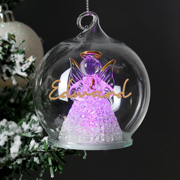Personalised Christmas LED Angel Light Up Bauble, 3 of 4