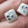 Chunky Cufflinks In Sterling Silver And Sapphire, thumbnail 2 of 3