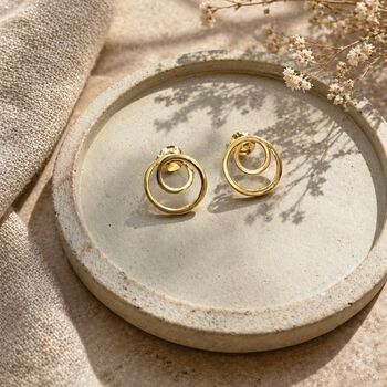 Double Curl Round Silver Stud Earrings, 3 of 6