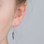 Sterling Silver Feather Oxidised Drop Earring, thumbnail 2 of 5