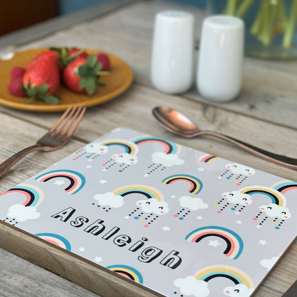 Rainbows Personalised Placemat, 1 of 4