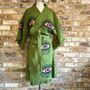 Organic Short Cotton Kimono: Khaki Green Eye, thumbnail 1 of 3