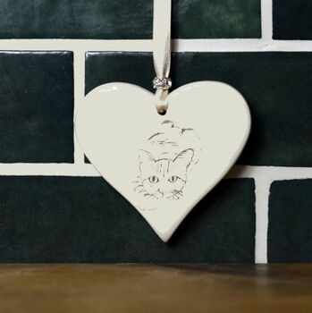 Sketched Cat Hanging Hearts, 2 of 8