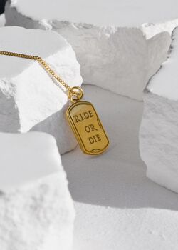 Ride Or Die 18 K Gold Plated Pendant Necklace, 3 of 5