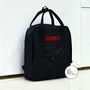 Black Personalised Name Twin Handle Square Backpack, thumbnail 2 of 3