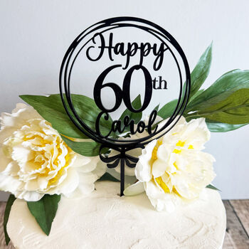 Personalised 60th Birthday Acrylic Cake Topper, 2 of 5