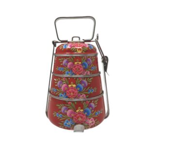 Hand Painted Tiffin Lunch Box Vintage Floral, 8 of 9