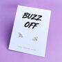 Buzz Off Sterling Silver Bee Earrings, thumbnail 1 of 3