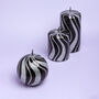 G Decor Black And Silver Spiral Glitter Glass Candles, thumbnail 1 of 7