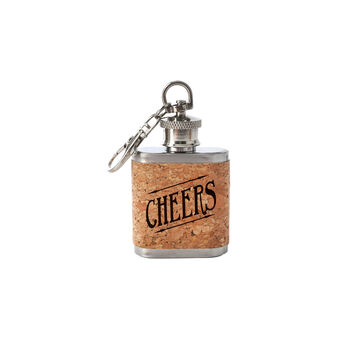 'Cheers' Mini Cork Hip Flask Keyring | Celebration | Birthday, 2 of 2