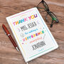 Personalised Thank You Teacher Notebook Colourful, thumbnail 1 of 2