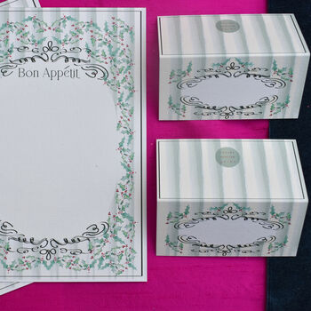 Festive Holly Menu And Place Card Set, 8 of 9